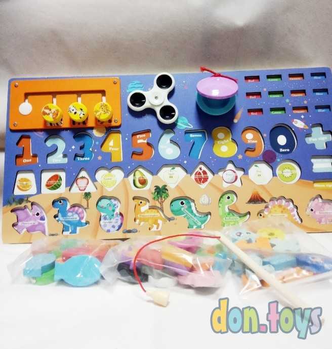 Развивающая многофункциональная игрушка для раннего развития "БизиДоска Монтессори 8 в 1" со спинне, фото 1