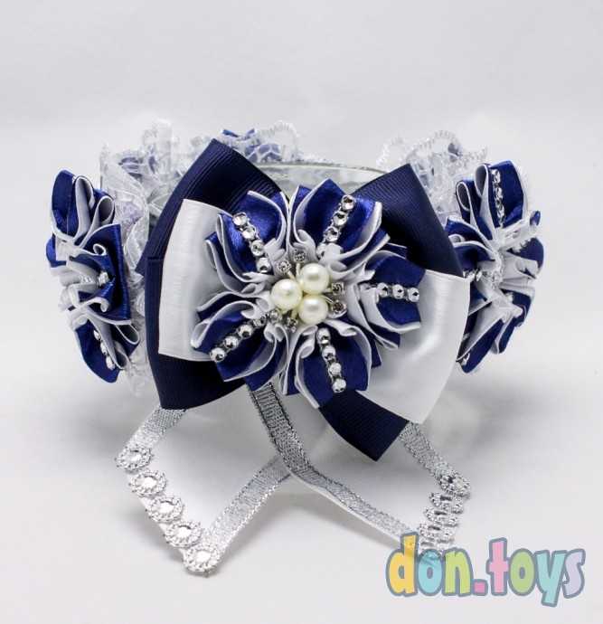 Резинка на пучок Синие цветы, фото 1