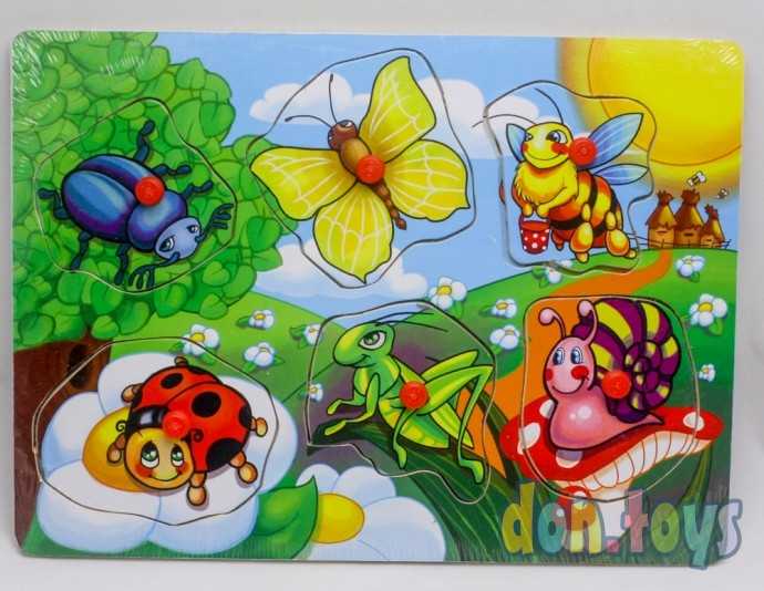 Деревянная рамка-вкладыш Веселые насекомые, арт. П-1027, фото 1