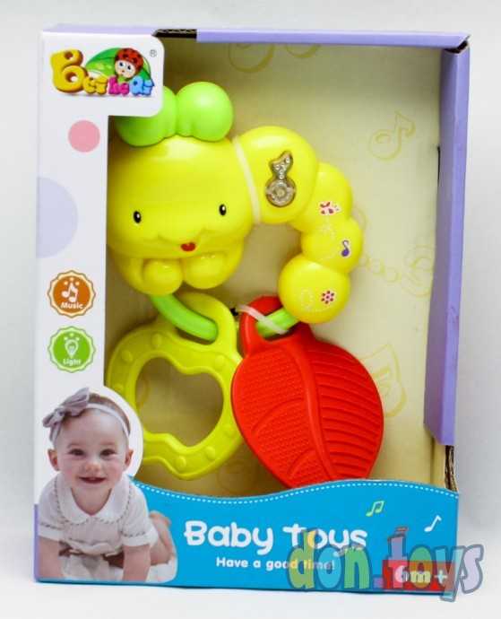 Погремушка Гусеничка с прорезывателями, звук, свет, фото 1