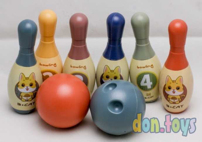 Боулинг «Котята», 6 кеглей 15х5 см, 2 мяча d=8см, арт. 7532897, фото 3