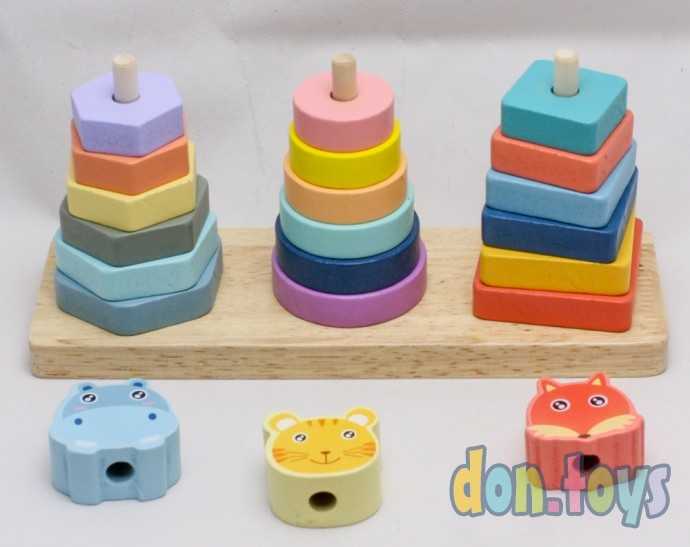 Деревянная игра пирамидка Животные, фото 3