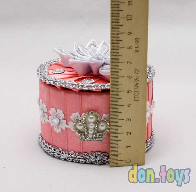 Шкатулка из лент розовая, цветок,, фото 3