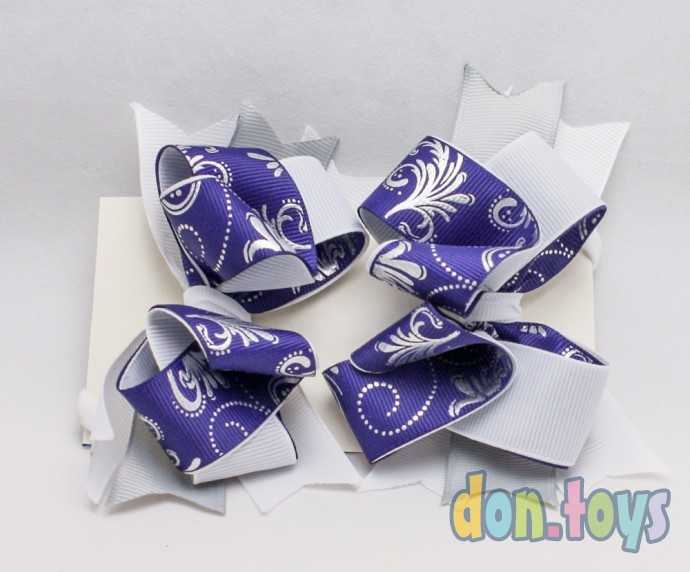 Резинки для волос, Бантик синий с белым и серым, 2 шт., фото 4