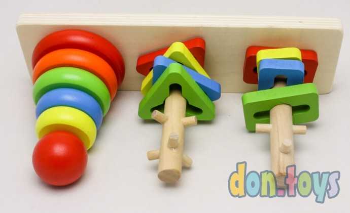 Пирамидка деревянная Изучаем формы, арт. ИД-1045, фото 6