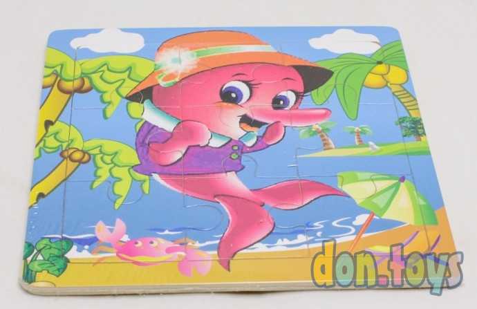 Пазл-рамка деревянная. 15x15 Рыбка в шляпе (9 деталей), арт. 678155, фото 2