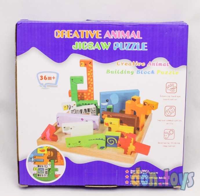Деревянный креативный пазл-головоломка Животные, арт. 1030110, фото 1