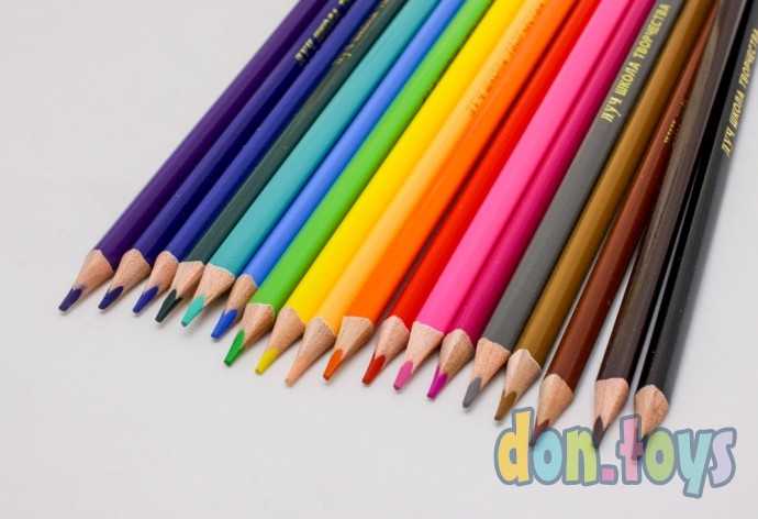 Карандаши цветные Луч, трехгранные. "Школа творчества", 18 цв. дерево, арт. 30С 1807-08, фото 4