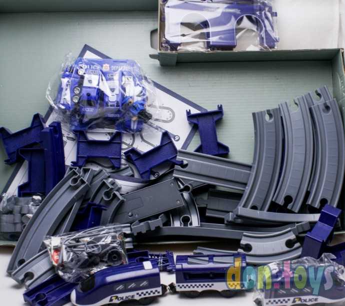 Железная дорога Полиция, 92 детали, 4 машинки, арт. AU6882AB, фото 3