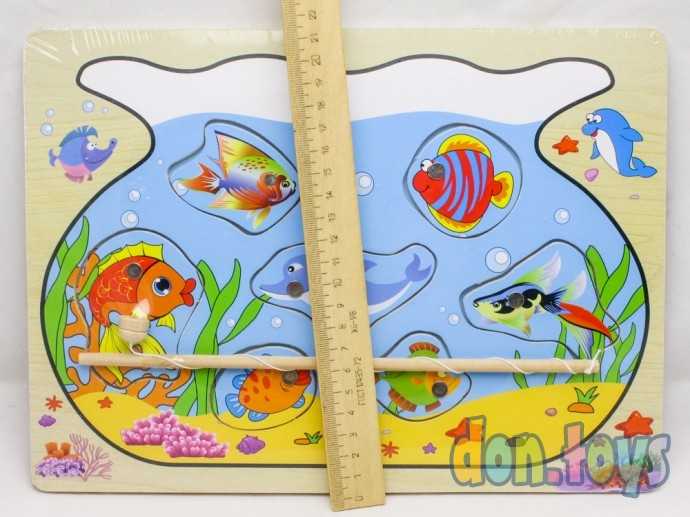 Деревянная пазл-рамка Рыбалка магнитная. Веселая рыбалка, арт. П-1015, фото 3