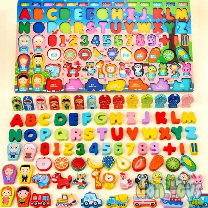 Большая многофункциональная развивающая доска сортер с английским алфавитом и магнитной рыбалкой, фото 2