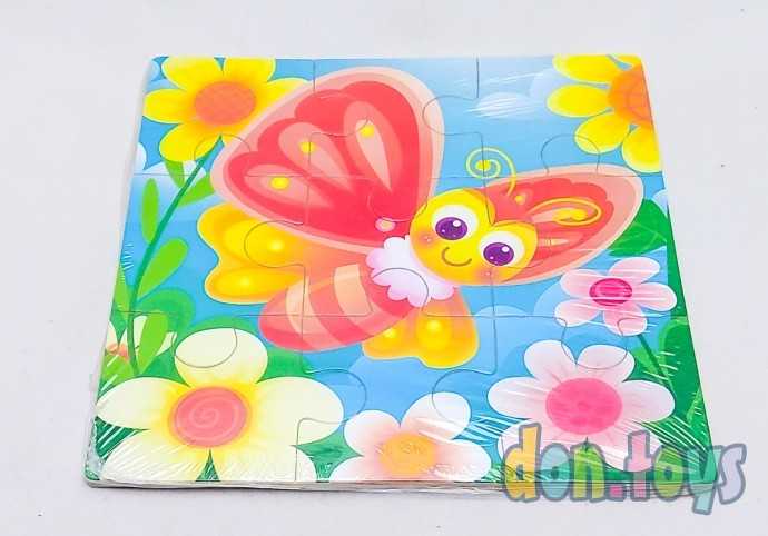 Деревянная пазл-рамка Бабочка и цветы, 9 элементов, арт. AN02628, фото 2