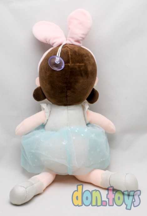 Кукла мягкотелая в шапочке с ушками, бирюзовое платье, фото 5