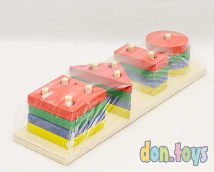 Деревянная логическая игрушка Пирамидка-сортер, арт. 93-2, фото 1