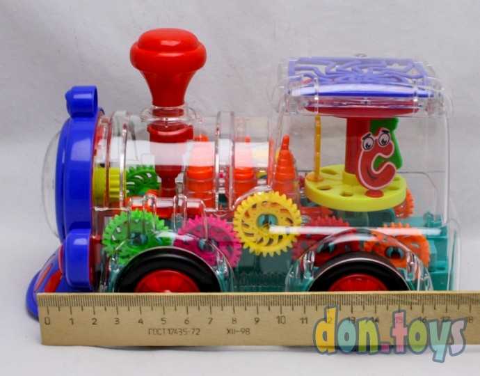 Паровоз с шестеренками, прозрачный, свет, звук, арт. 238-1, фото 4