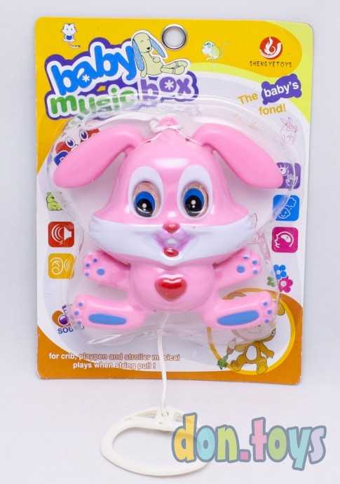 Подвеска погремушка механическая заводная Забавные животные - Зайчонок, фото 1