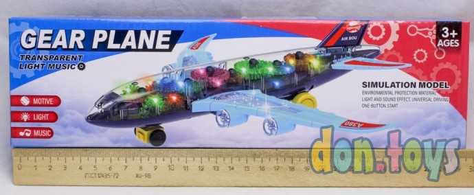 Самолет прозрачный с шестеренками, свет, звук, арт. KH332-5, фото 3