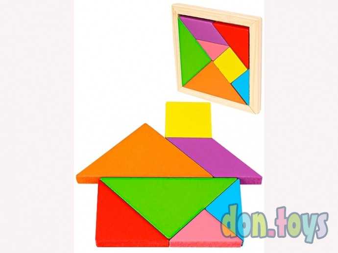 Деревянная Головоломка "ТАНГРАМ-3" 10 см (7 цв.), арт. AN02258, фото 2