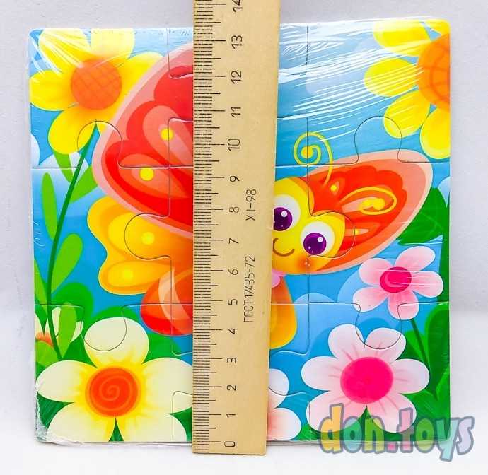 Деревянная пазл-рамка Бабочка и цветы, 9 элементов, арт. AN02628, фото 3