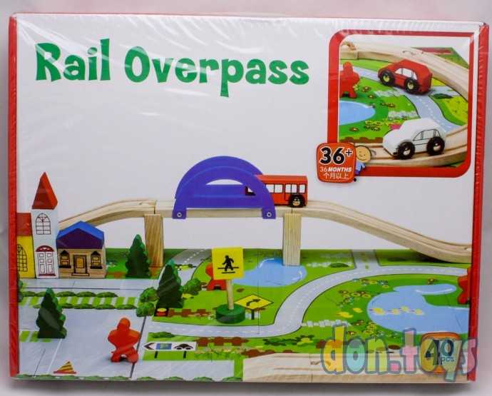 Деревянный автотрек Город, 40 деталей,, фото 1