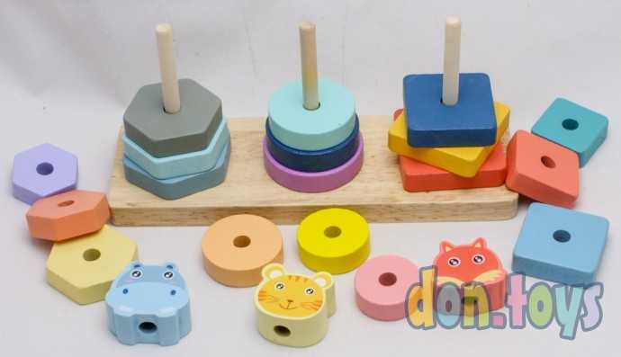 Деревянная игра пирамидка Животные, фото 6