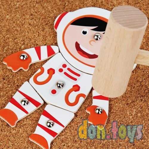 Деревянная развивающая игра: набор с молоточком и гвоздями: Космос., фото 9