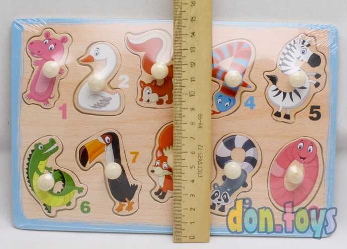 Деревянная рамка-вкладыш Животные -цифры, арт.02339, фото 2