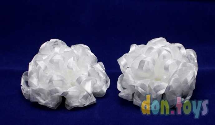 Объемные белые пышные банты с резинками для волос, 2 шт., фото 2