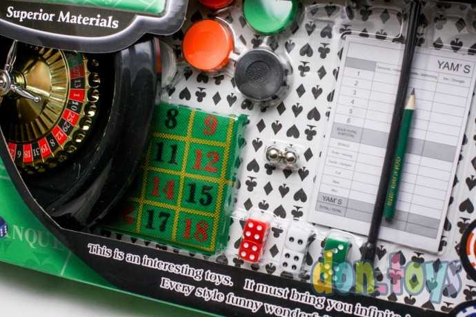 Настольная игра Казино, рулетка, 5 игр в наборе: рулетка, покер, блэк-джек, крэпс, покер на костях, фото 2