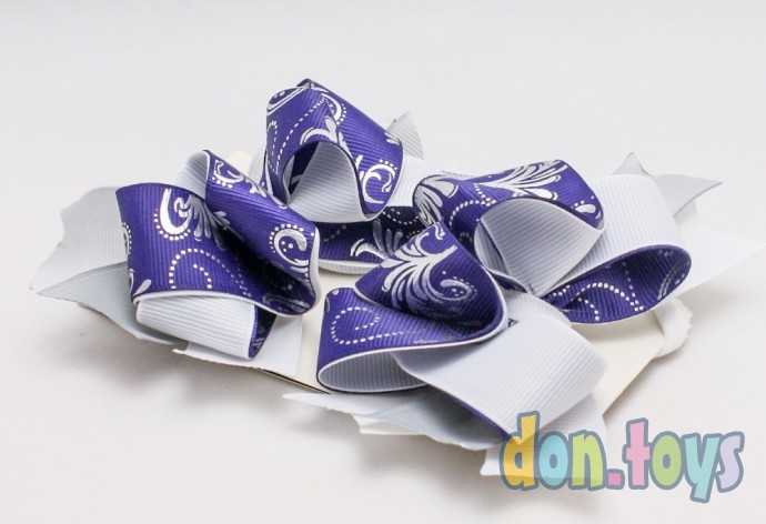 Резинки для волос, Бантик синий с белым и серым, 2 шт., фото 5