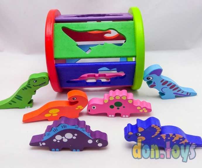 Деревянный сортер с часами Динозавры, фото 2