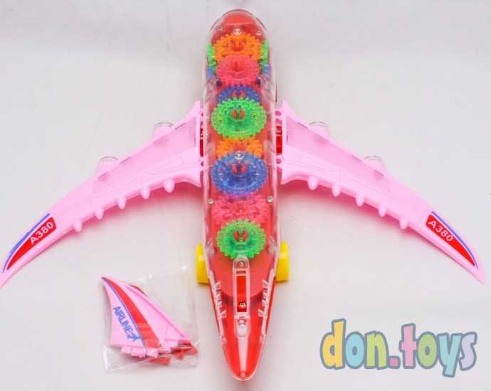 Самолет прозрачный с шестеренками, свет, звук, арт. KH332-5, фото 2