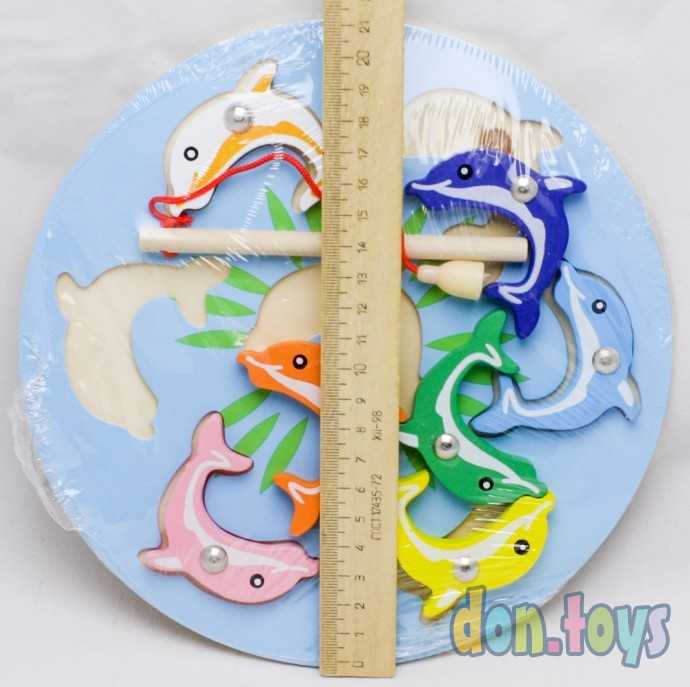 Деревянная магнитная рыбалка круглая, фото 2