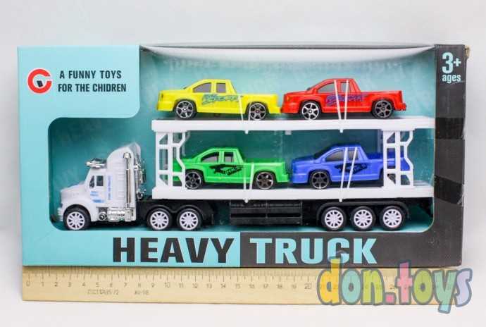 Набор машинок инерционных Перевозчик пикапов, 4 машинки, арт. 1947496, фото 1