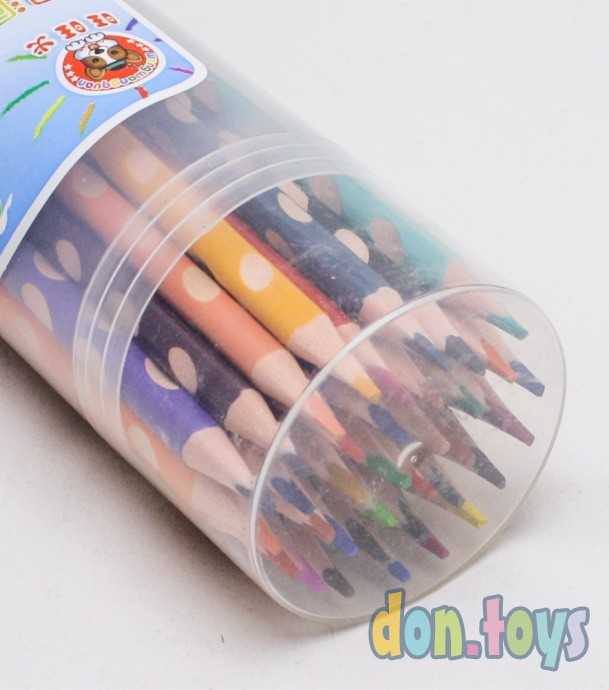 Карандаши 36 цветов в пластиковом тубусе, корпус треугольный, заточенные, арт. 5305980, фото 5