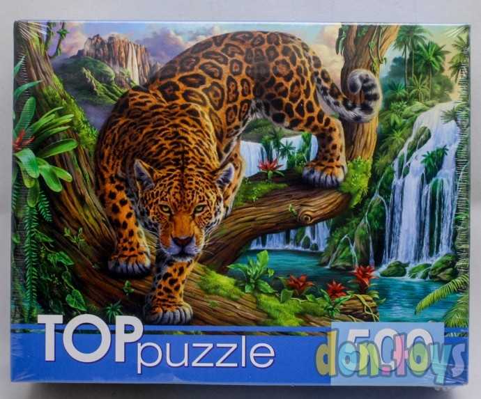 TOPpuzzle Пазлы 500 элементов, Леопард у водопада, арт. ХТП500-6813, фото 1