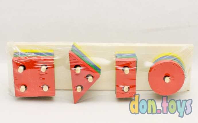 Деревянная логическая игрушка Пирамидка-сортер, арт. 93-2, фото 3