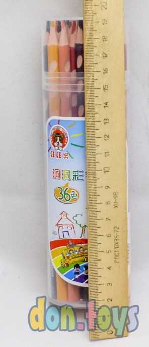 Карандаши 36 цветов в пластиковом тубусе, корпус треугольный, заточенные, арт. 5305980, фото 3