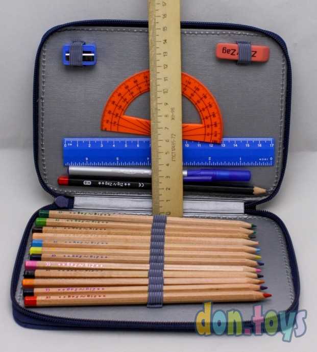 Пенал на молнии с наполнением клетка, фото 3