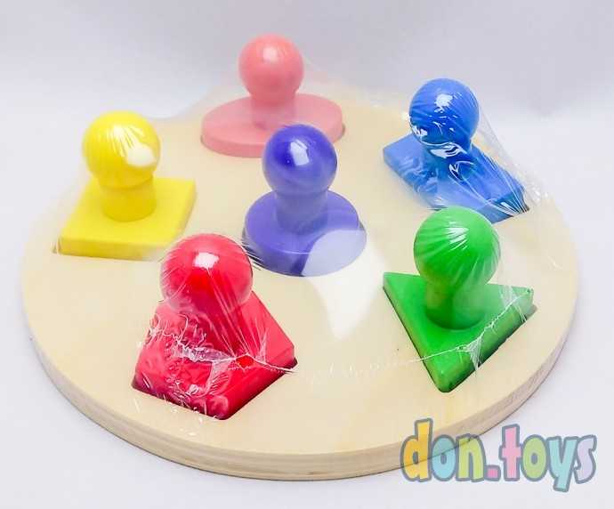 Деревянный диск сортер Геометрия, фото 3