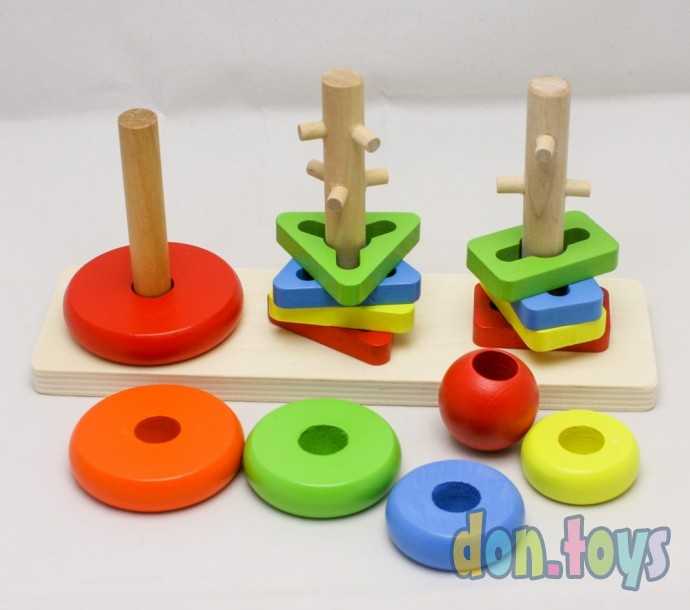 Пирамидка деревянная Изучаем формы, арт. ИД-1045, фото 4