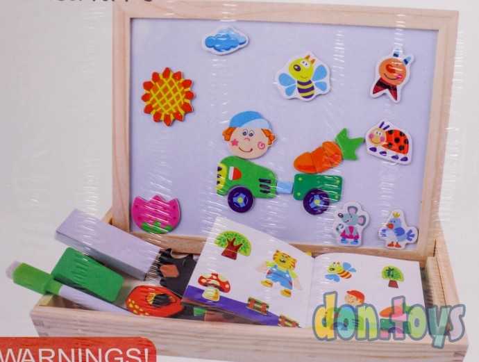 Деревянная магнитная игра Ферма с двухсторонней доской для рисования, арт. 9015, фото 5