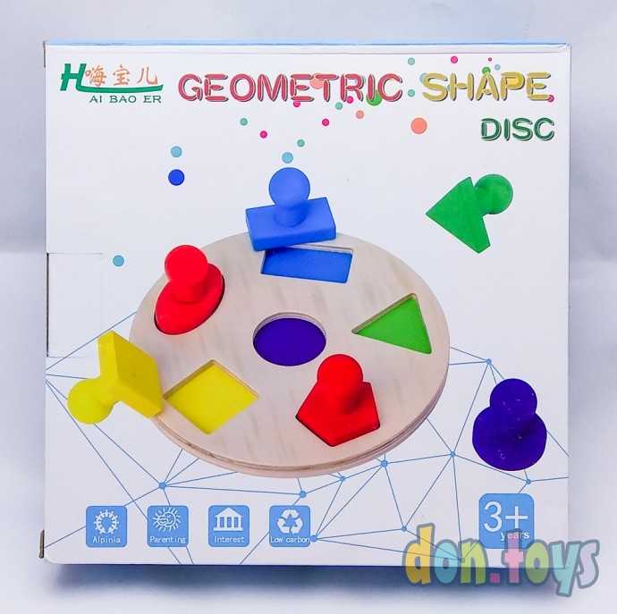 Деревянный диск сортер Геометрия, фото 1