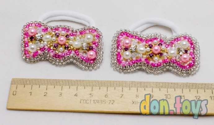 Резинки для волос с бусинами розовые Конфетки, шт., фото 4