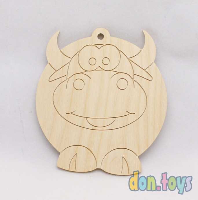 Елочная игрушка из фанеры веселый Бык, фото 1