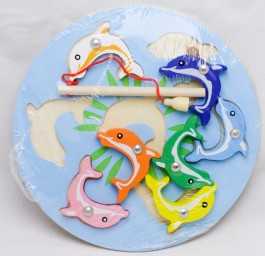 ​Деревянная магнитная рыбалка круглая