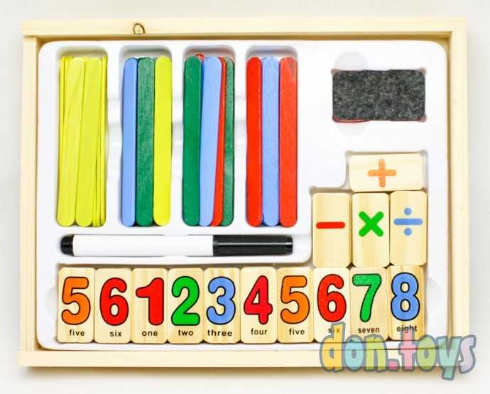 Набор первоклассника деревянный: палочки, цифры, досточка, маркер для рисования, фото 2