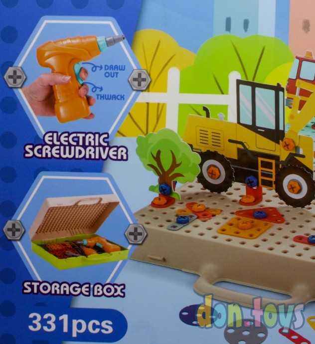 Конструктор- мозаика с трафаретами и шуруповертом, Транспорт, 331 деталь, фото 3