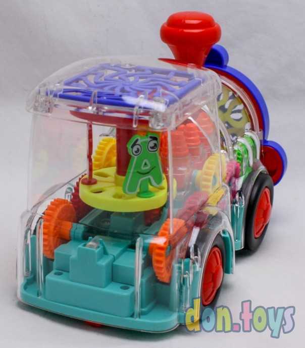 Паровоз с шестеренками, прозрачный, свет, звук, арт. 238-1, фото 6