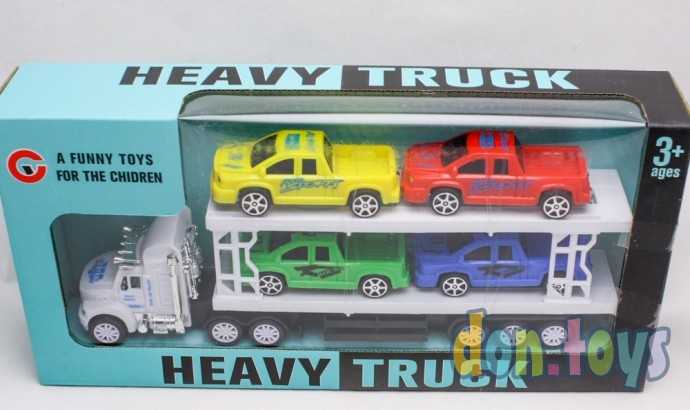 Набор машинок инерционных Перевозчик пикапов, 4 машинки, арт. 1947496, фото 2